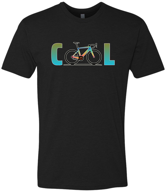 A Bicycle showing the word COOL front and center, the letters O come from the bicycle tires