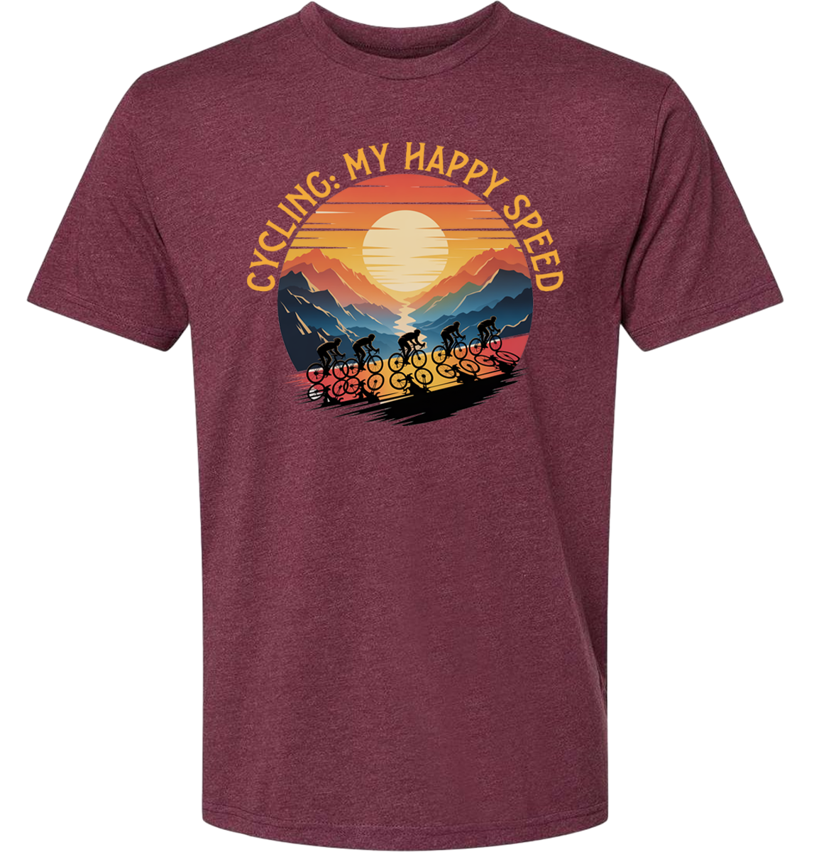 Cycling is my happy speed shirt with a cyclist team moving on uphill