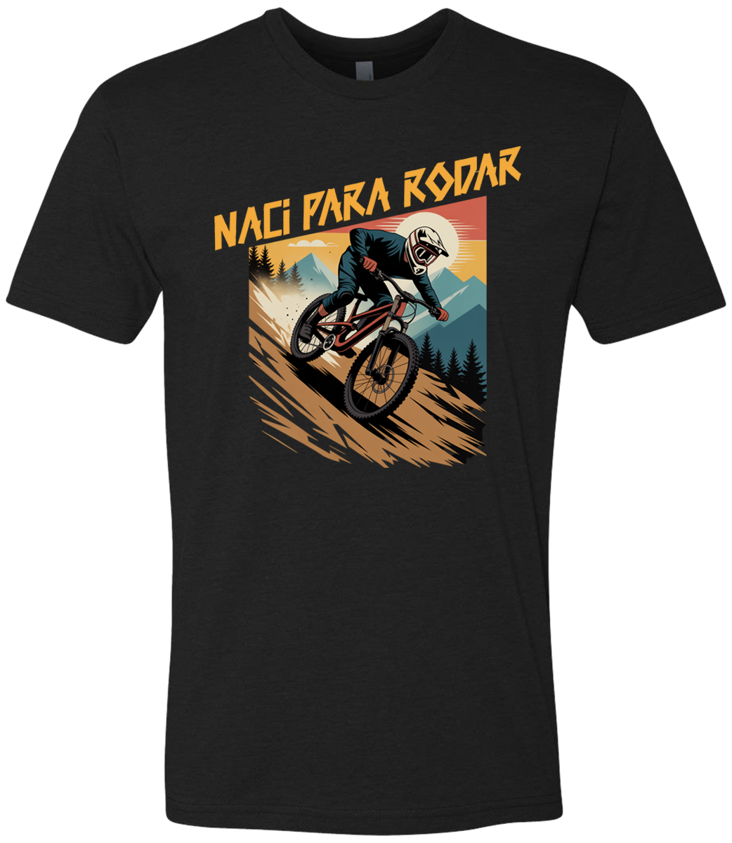 Man outdoors riding a bicycle down hill