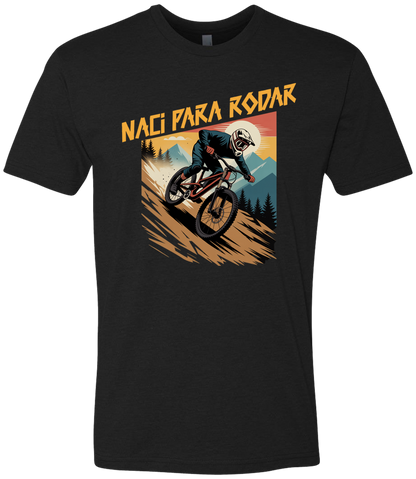 Man outdoors riding a bicycle down hill