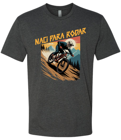 Man outdoors riding a bicycle down hill