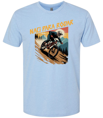 Man outdoors riding a bicycle down hill