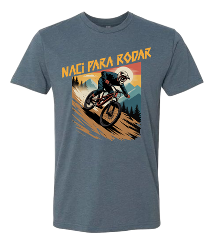 Man outdoors riding a bicycle down hill