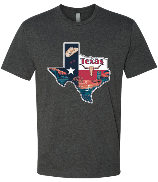 Texas Map Long Horn
