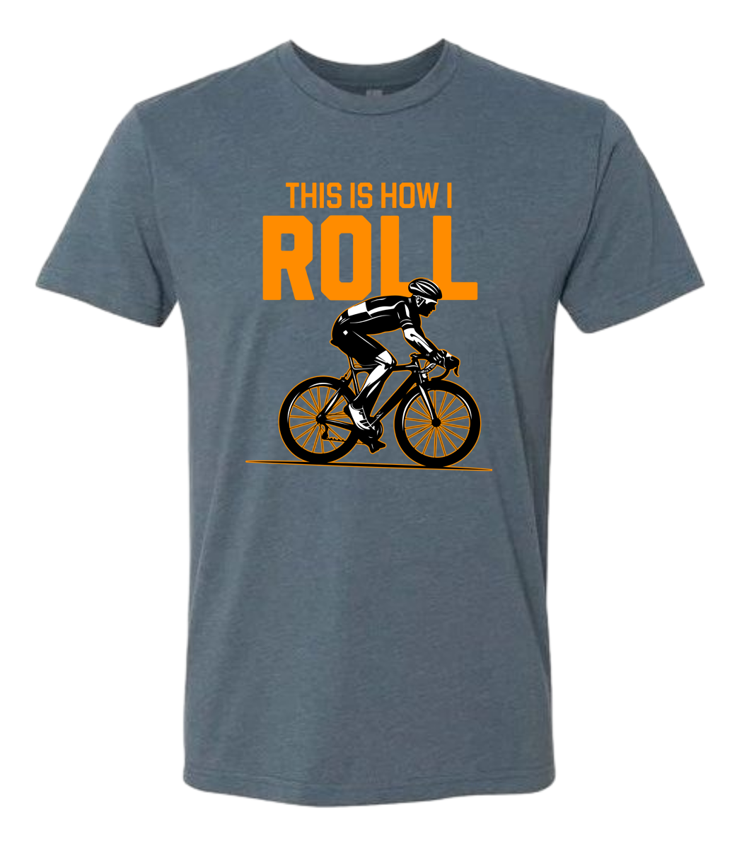 Man on a bicycle riding with the words This is how I roll