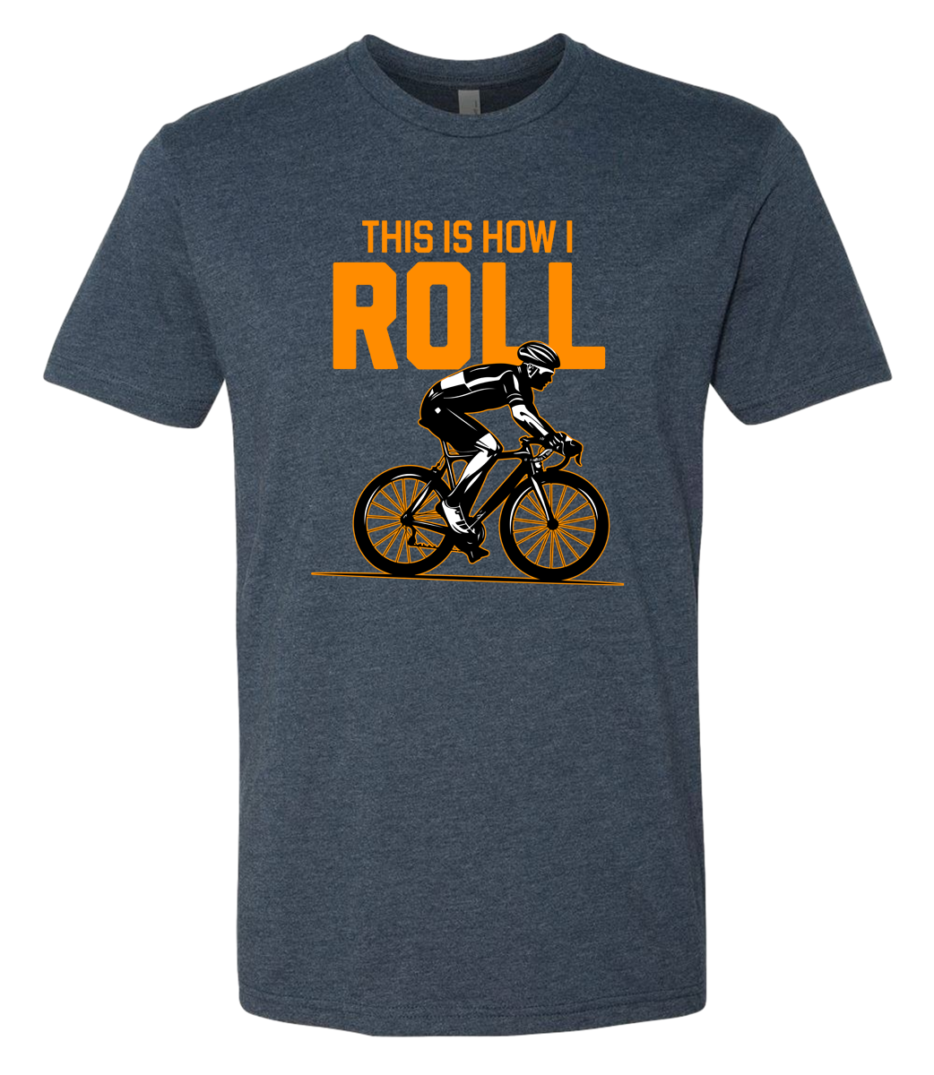 Man on a bicycle riding with the words This is how I roll