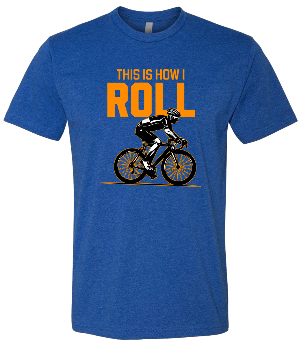 Man on a bicycle riding with the words This is how I roll