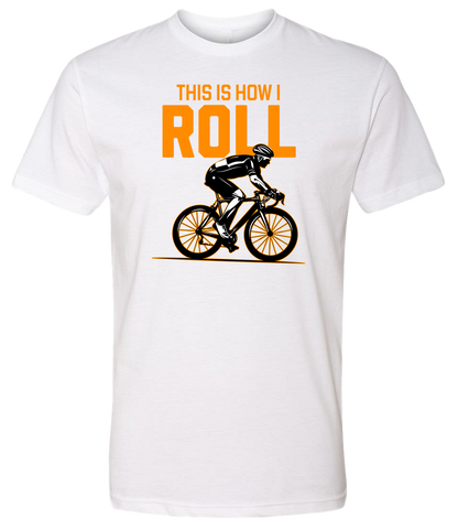 Man on a bicycle riding with the words This is how I roll